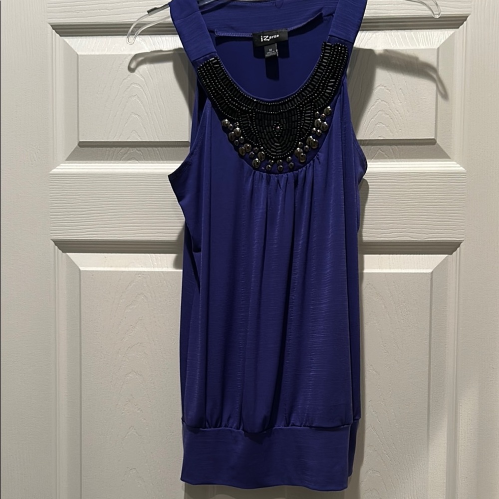 NWOT- IZ Byer Women's Purple Sleeveless-Tunic Summer Top